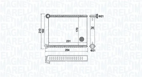 Радіатор пічки CITROEN C3 PICASSO PEUGEOT 308, 308 I, 308 I/KOMBI, RCZ 1.2-2.0D 09.07-08.17 MAGNETI MARELLI 350218473000