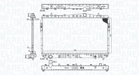 Радіатор двигуна (мкпп) CHEVROLET LACETTI, NUBIRA DAEWOO LACETTI, NUBIRA 1.4-2.0 12.00- MAGNETI MARELLI 350213197600