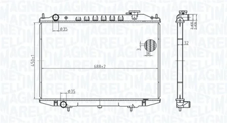 Радіатор двигуна NISSAN NAVARA, PICK UP 2.5D 11.01- MAGNETI MARELLI 350213183500