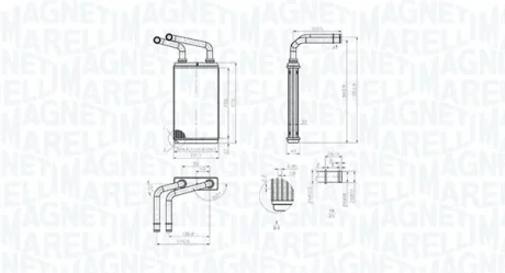 Радіатор пічки RVI MASCOTT RENAULT MASTER II, MASTER PRO 1.9D-3.0D 12.97-01.11 MAGNETI MARELLI 350218483000
