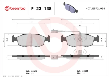 Гальмівні колодки пер. 500/Punto/Grande Punto 09- BREMBO P 23 138