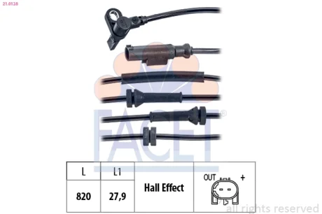 Датчик ABS Opel Corsa D, E (06-) (21.0128) FACET 210128