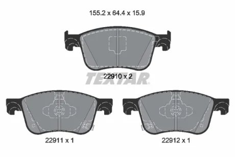 Комплект гальмівних колодок, дискове гальмо TEXTAR 2291001