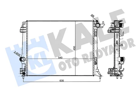 Радиатор охлаждения двигателя (паяный) Renault Megane IV (16-), Scenic (17-), Ta KALE OTO RADYATOR 333900