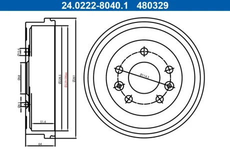 Барабан гальмівний ATE 24022280401 (фото 1)
