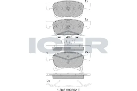 Колодки гальмівні (передні) Opel Corsa E 14-/Chevrolet Orlando 18- ICER 182221