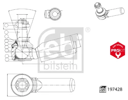 Рульовий наконечник (M38x1,5мм, L-141мм) SCANIA G II, L, P II, R II, S 09.16- FEBI 197428 (фото 1)