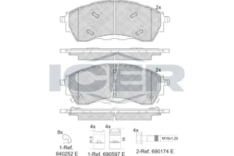 Фото 1 - колодки гальмівні (передні) Ford Ranger 11- ICER 182382 Колодки гальмівні (передні) Ford Ranger 11- ICER 182382 (фото 1)
