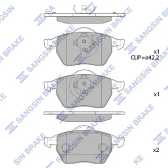 Колодки тормозные передние Audi A3 (8L1) (-03), Skoda Octavia (-10), VW GOLF III Hi-Q (SANGSIN) SP2097A