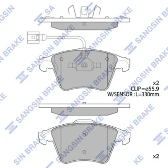 Колодки тормозные передние VW Touareg (7LA,7L6,7L7) (-10) (Disc Size 308mm) Hi-Q (SANGSIN) SP1977