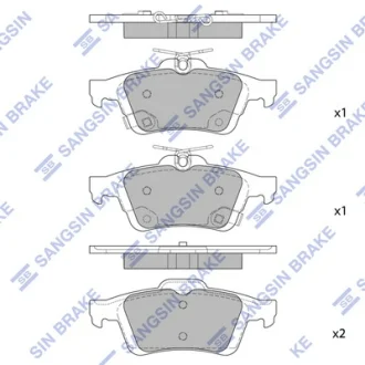 Колодки тормозные задние (дисковые) Ford C-MAX II EcoBoost (12-), Ford Focus III Hi-Q (SANGSIN) SP1947