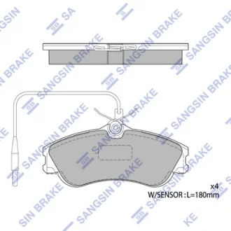 Колодки тормозные передние Citroen Xsara, Picasso (99-), Peugeot 206 (00-) Hi-Q (SANGSIN) SP1743A