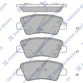 Колодки тормозные задние (дисковые) Hyundai Sonata (LF) 15INCH (14-) Hi-Q (SANGSIN) SP1685 (фото 1)