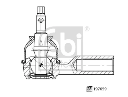 Наконечник рульової тяги з стопорною гайкою і шплінтом FEBI 197659