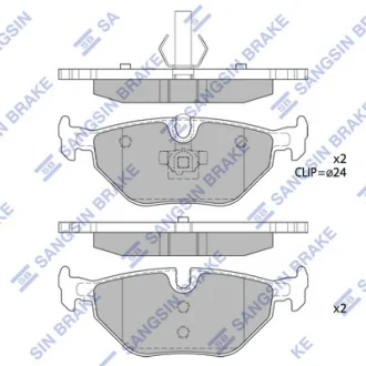 Колодки тормозные задние (дисковые) BMW 3 (-05), 5 (01-), SAAB 9-5 (YS3E) (-09) Hi-Q (SANGSIN) SP2162