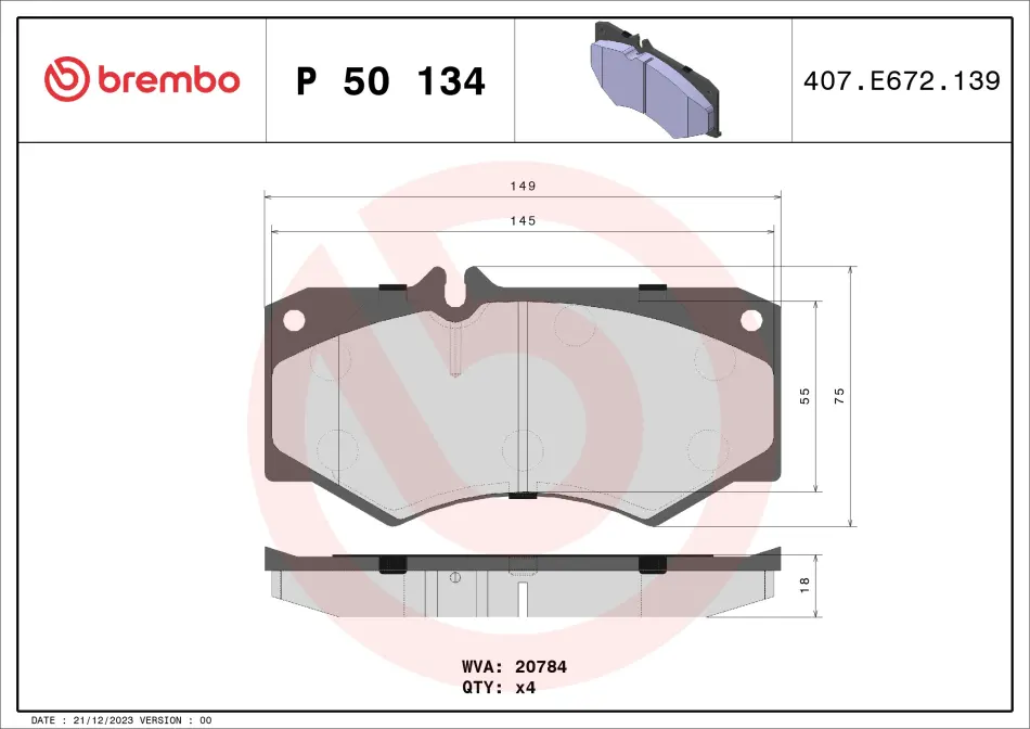 Гальмівні колодки дискові BREMBO P50134 (фото 1)