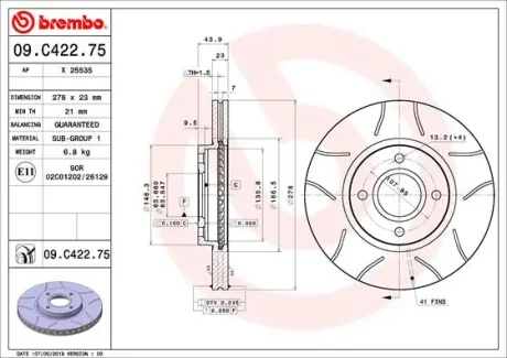 Гальмівний диск BREMBO 09C42275