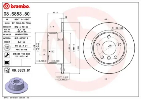 Гальмівний диск BREMBO 08685381