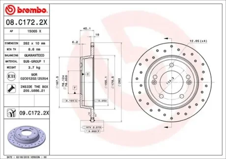 Гальмівний диск BREMBO 08C1722X
