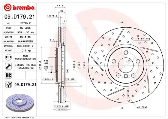 Гальмівний диск BREMBO 09D17921 (фото 1)