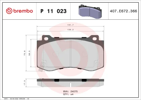 Гальмівні колодки дискові BREMBO P11023 (фото 1)