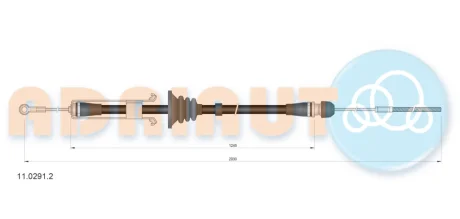 Трос стояночного гальма передн (2030мм/2030мм) IVECO DAILY IV, DAILY V 2.3D-Electric 05.06-02.14 ADRIAUTO 1102912
