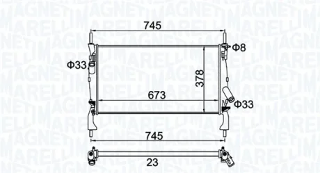 Радіатор двигуна (мкпп) FORD TRANSIT, TRANSIT TOURNEO 2.2D-2.4D 04.06-08.14 MAGNETI MARELLI 350213173900