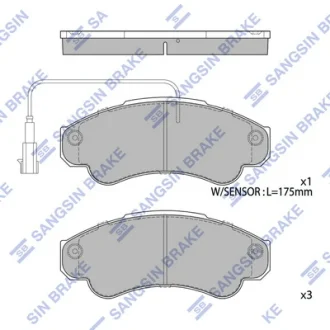 Колодки тормозные передние Citroen Jumper (02-), Fiat Ducato (02-), Peugeot Boxe Hi-Q (SANGSIN) SP4033