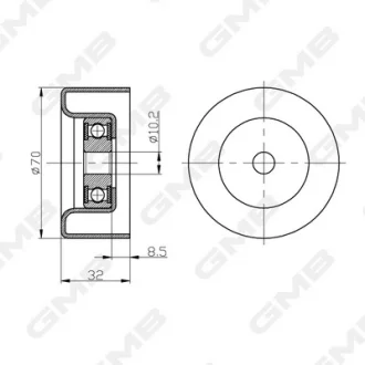 Ролік ременя ГРМ Toyota 4Runner/Camry/Highlander/Avalon/FJ Cruiser (1GR?FE, 2TR?FE, 2UZ?FE, 2AR?FE, 2AR?FXE, 2AZ?FE, 2GR?FE, 2GR?FKS, 3MZ?FE) GMB GTC0410