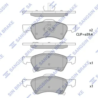 Колодки тормозные передние Chrysler Voyager (-03), Dodge Caravan (-07) Hi-Q (SANGSIN) SP1440 (фото 1)