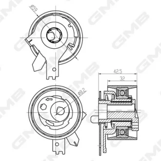 Натяжитель ремня ГРМ Dacia Dokker/Logan/Sandero/Duster/Lodgy/ MB A/B‑Class/ Infi GMB GTB1450