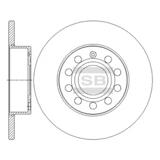 Диск тормозной (кратно 2) задний Audi A3 (06-) (D=259.8mm) Hi-Q (SANGSIN) SD5407