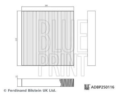 Фільтр салону BYD ATTO 2, DOLPHIN, YUAN PLUS Electric 08.21- BLUE PRINT ADBP250116