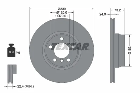 Диск гальмівний передн лів/прав BMW 2 (F22, F87), 2 (F23), 3 (F30, F80), 3 (F31), 3 GRAN TURISMO (F34), 4 (F32, F82), 4 (F33, F83), 4 GRAN COUPE (F36) 2.0-3.0D 11.11- TEXTAR 92242003