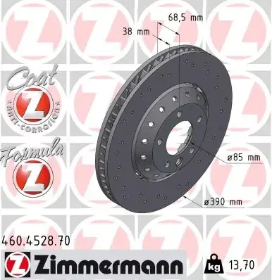 Диск гальмівний Formula Z Sport лівий ZIMMERMANN 460452870 (фото 1)