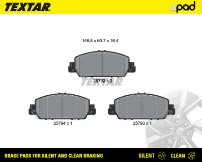 Колодки тормозные textar a-pad TEXTAR 2579201SC