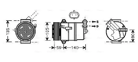 Компресор кондиціонера Opel Astra H (04-), Zafira B (05-) 1.9CDTi AVA AVA COOLING OLAK437 (фото 1)