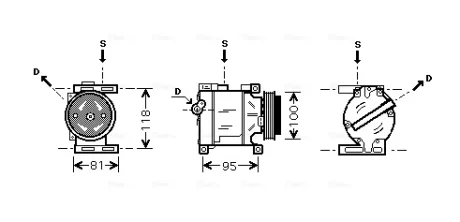 Компресор кондиціонера Fiat 500 (08-), Doblo (01-), Punto (00-) AVA AVA COOLING FTAK090