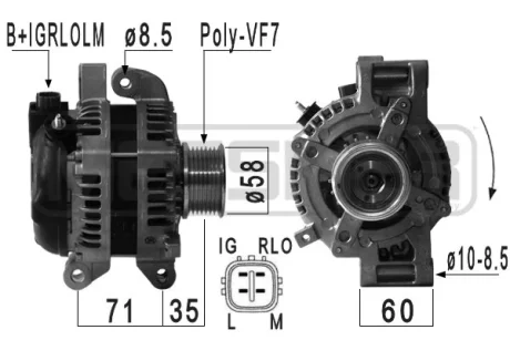 Генератор LEXUS,TOYOTA ERA 210934A