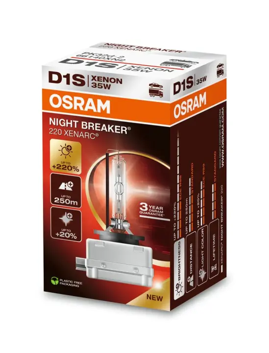 Лампа (картон 1шт) D1S 85В 35Вт PK32D-2 XENARC NIGHT BREAKER 220, Теплий білий 4500K OSRAM 66140XN2 (фото 1)