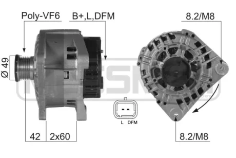 Генератор NISSAN,VAUXHALL,OPEL,RENAULT,MITSUBISHI,VOLVO ERA 210353A