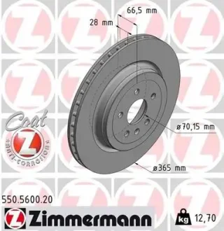 Диск тормозной задний (система MANDO) Tesla Model X ZIMMERMANN 1027632-00-B