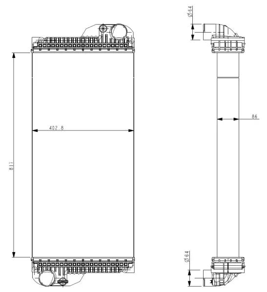 Радіатор двигуна JOHN DEERE 300, 800, 8000 4045/6081H NRF 530004 (фото 1)