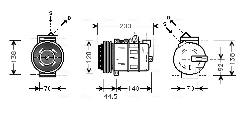 Компрессор кондиционера MB C-Class 202, 203, E-Class 210, M-Class 163, S-Class 2 AVA COOLING MSAK277 (фото 1)