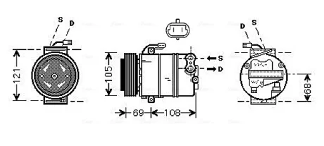 Компрессор кондиционера Opel Astra G (99-), Zafira (99-) 2.0Di, 2.2DTi AVA COOLING OLAK358