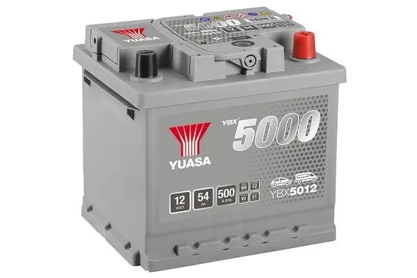 Акумулятор YUASA 12В 54Агод./500А YBX5000 Silver High Performance SMF (R+ стандартні клеми) 207x175x190 B03 - монтажний фланець 10.5мм (пусковий) Yuasa YBX5012 (фото 1)