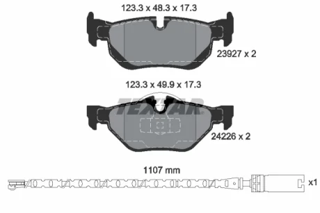 Комплект гальмівних колодок задн, BMW 1 (E81), 1 (E87), 1 (E88) 2.0/3.0 09.06-12.13 TEXTAR 2392707