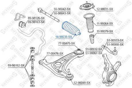 Пильовик кермової рейки STELLOX 1498038SX