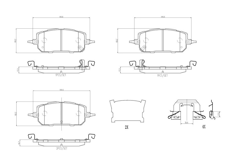 Комплект гальмівних колодок з 4 шт. дисків BREMBO P49067 (фото 1)