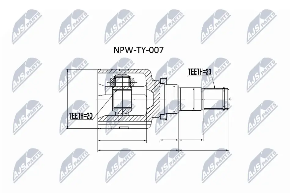 Внутрішній шрус volvo xc60 2.0t 20082013 атм powershift mps6, 36011453 Nty NPWTY007 (фото 1)